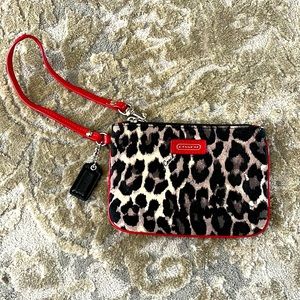 Coach Leopard w/ Red Trim Wristlet